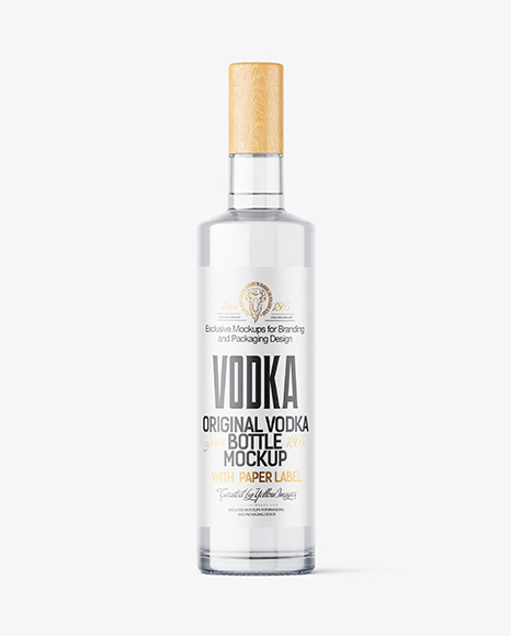 Clear Glass Vodka Bottle Mockup