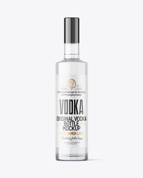 Clear Glass Vodka Bottle Mockup