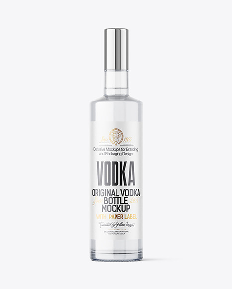 Clear Glass Vodka Bottle Mockup