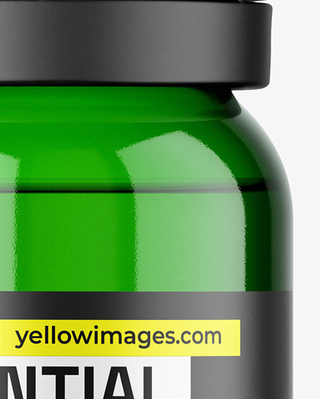 Green Glass Essential Oil Bottle Mockup