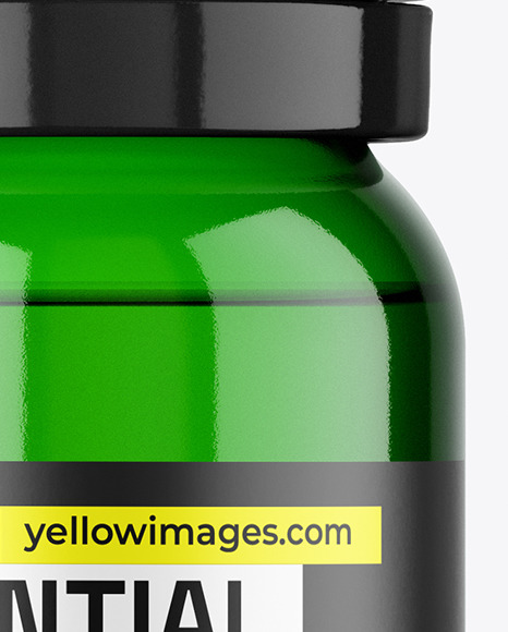 Green Glass Essential Oil Bottle Mockup