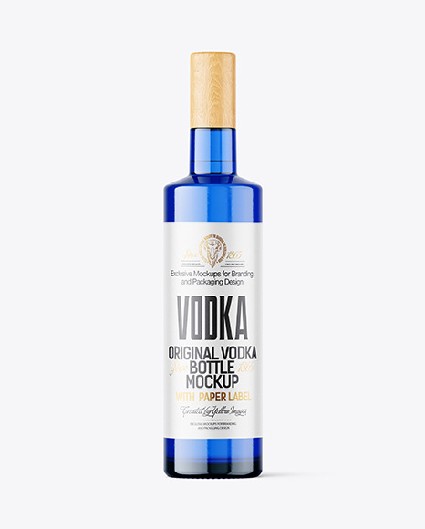 Blue Glass Vodka Bottle Mockup Blue Glass Vodka Bottle Mockup