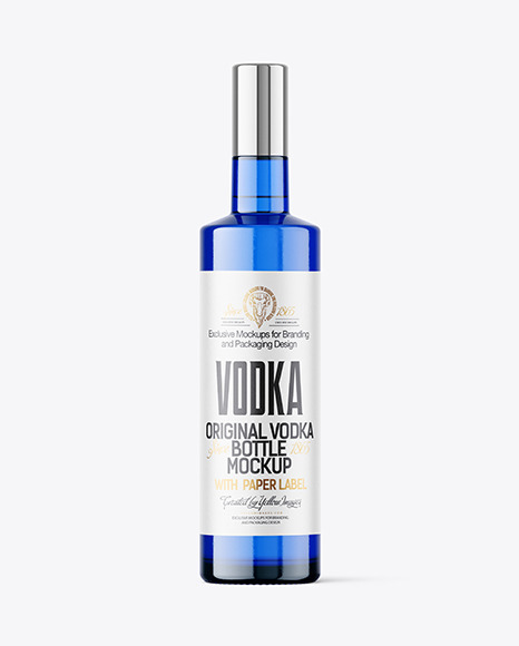 Blue Glass Vodka Bottle Mockup Blue Glass Vodka Bottle Mockup