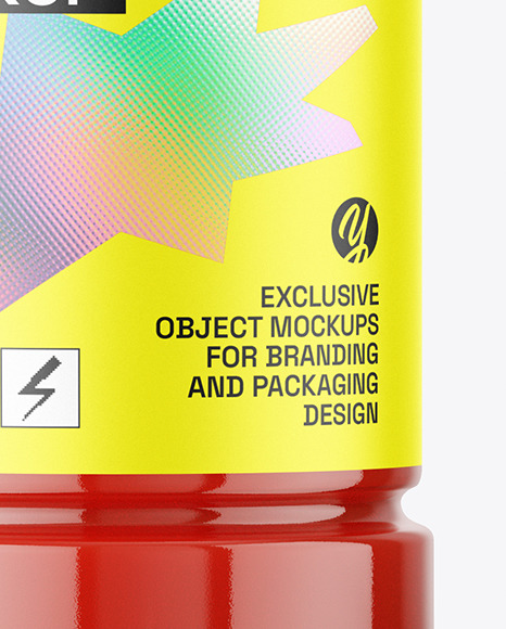 Clear PET Red Juice Bottle Mockup