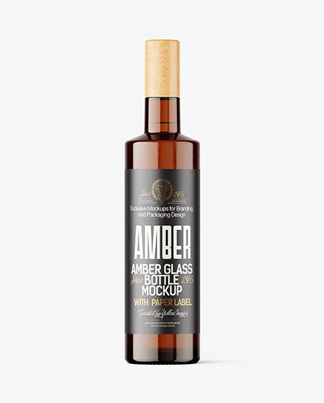 Amber Glass Vodka Bottle Mockup Amber Glass Vodka Bottle Mockup