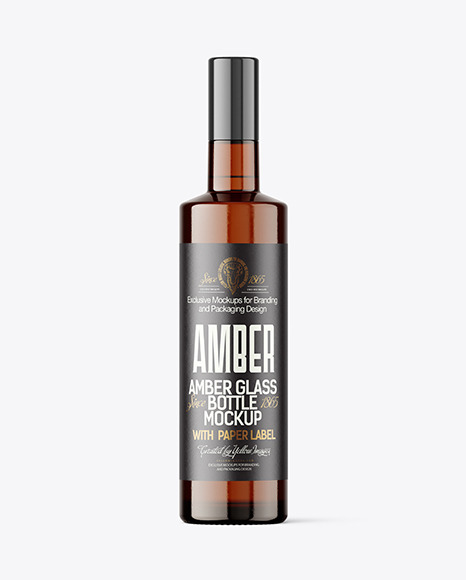 Amber Glass Vodka Bottle Mockup Amber Glass Vodka Bottle Mockup