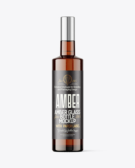 Amber Glass Vodka Bottle Mockup Amber Glass Vodka Bottle Mockup