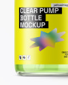 Clear Glass Cosmetic Bottle with Pump Mockup Clear Glass Cosmetic Bottle with Pump Mockup