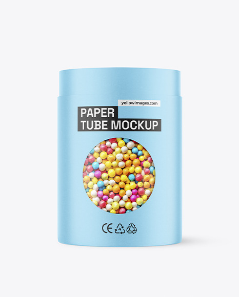 Paper Tube With Candy Mockup