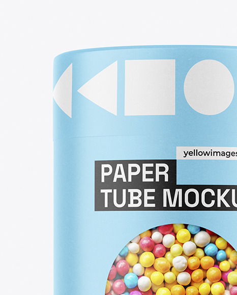 Paper Tube With Candy Mockup