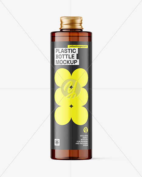 Amber Plastic Bottle Mockup