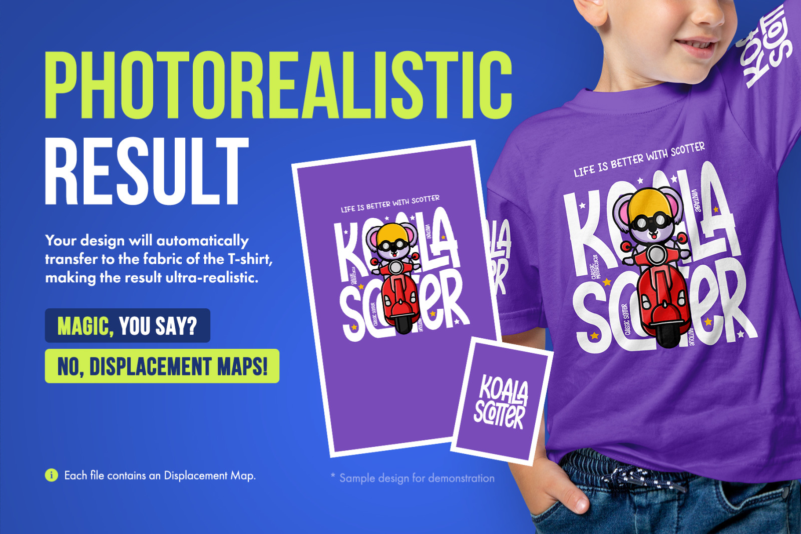 Realistic Kids Boy T-Shirt PSD Mockups