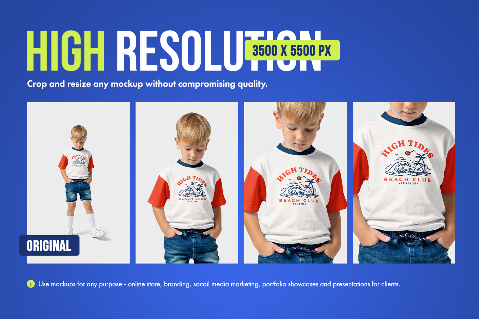 Realistic Kids Boy T-Shirt PSD Mockups