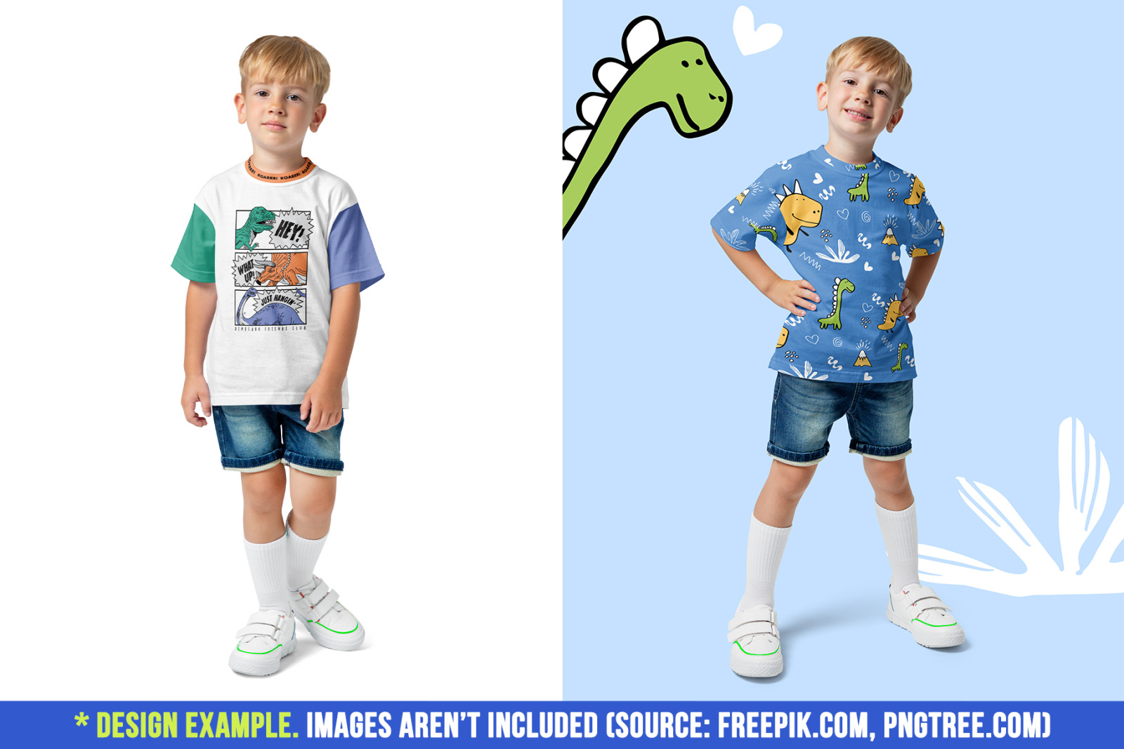 Realistic Kids Boy T-Shirt PSD Mockups