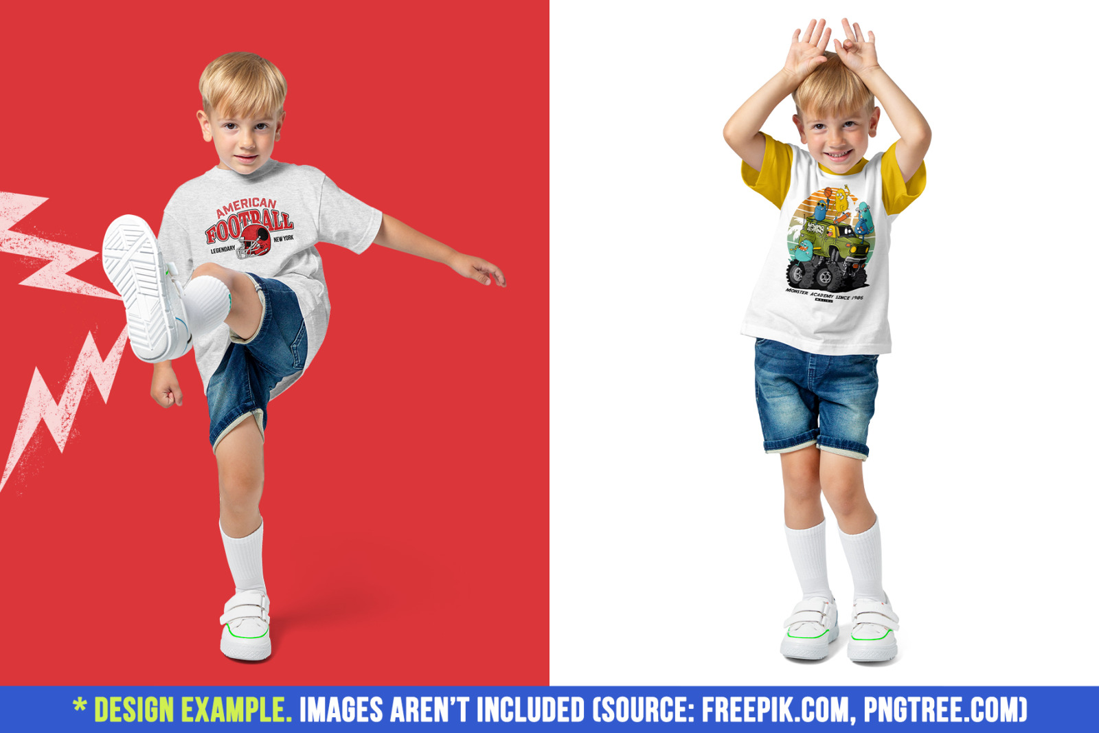 Realistic Kids Boy T-Shirt PSD Mockups