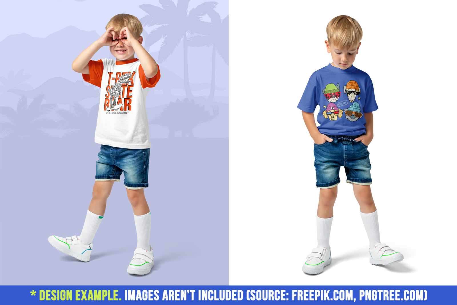 Realistic Kids Boy T-Shirt PSD Mockups