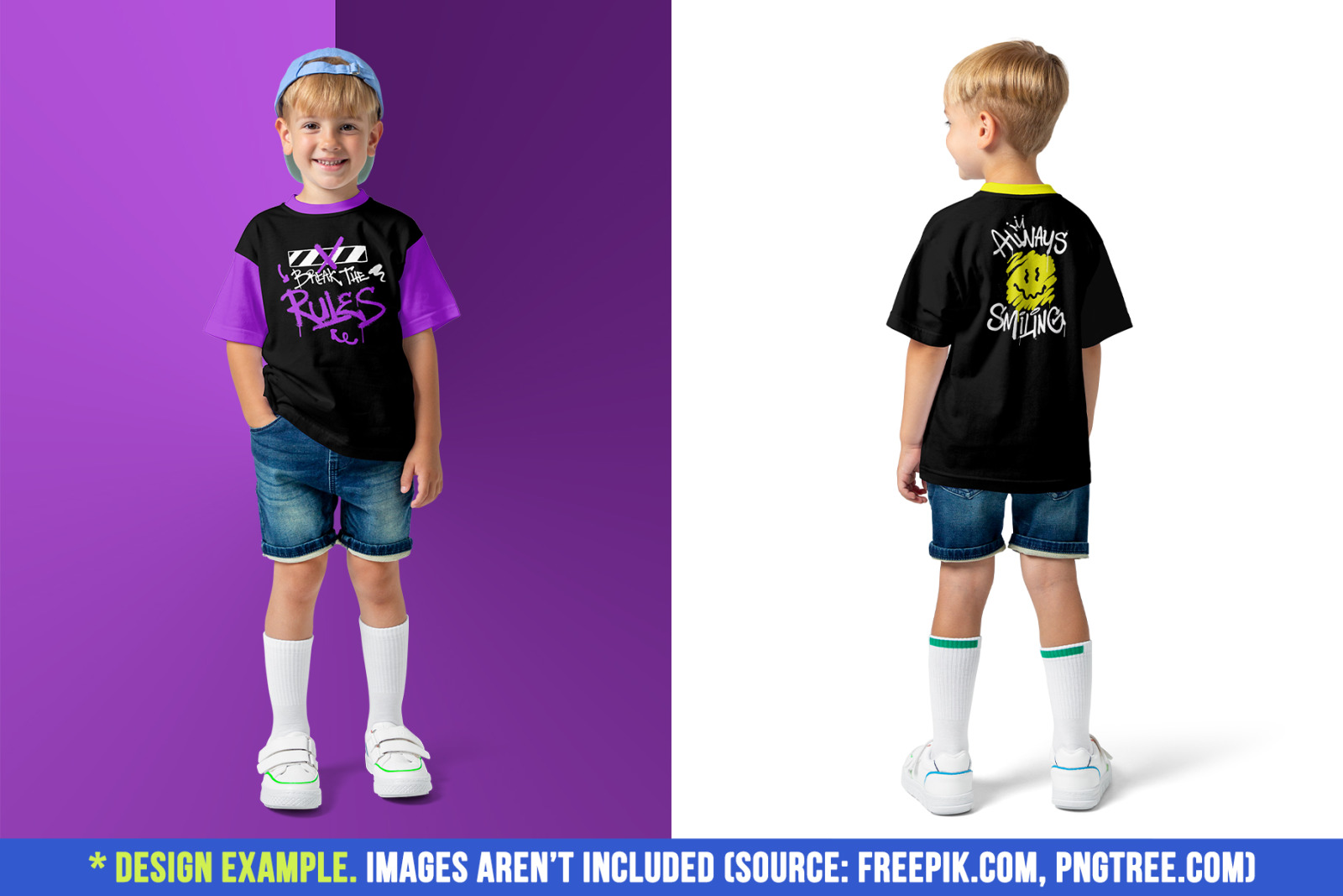 Realistic Kids Boy T-Shirt PSD Mockups