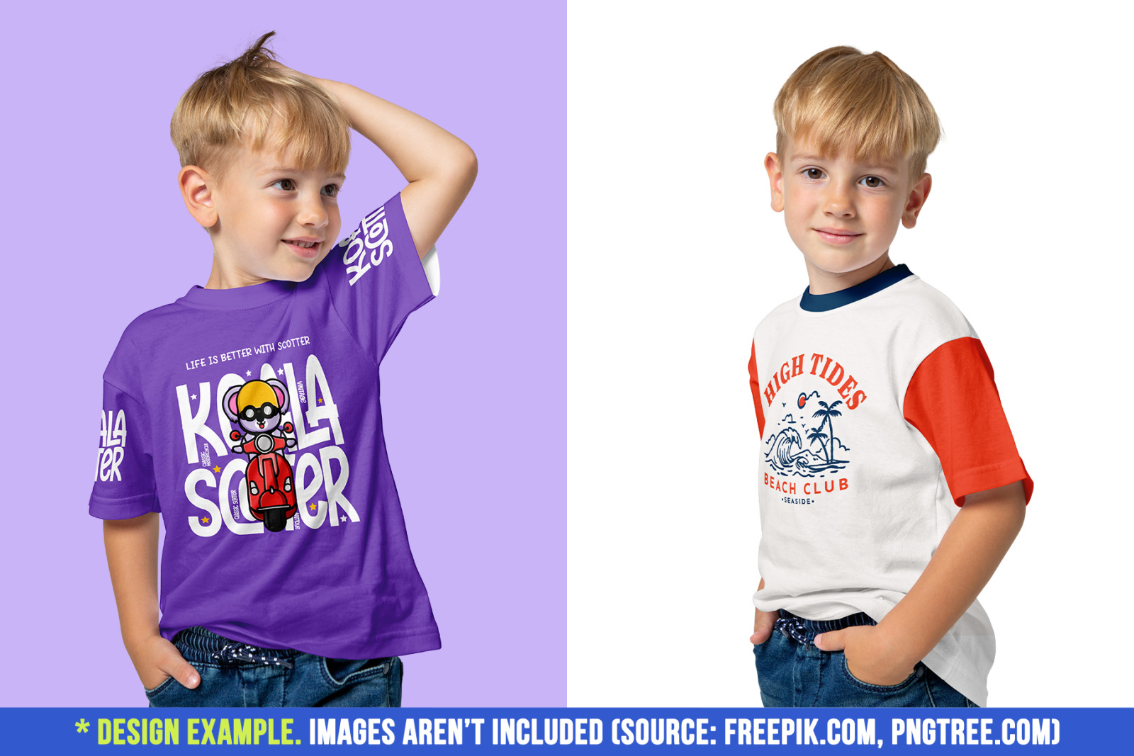 Realistic Kids Boy T-Shirt PSD Mockups