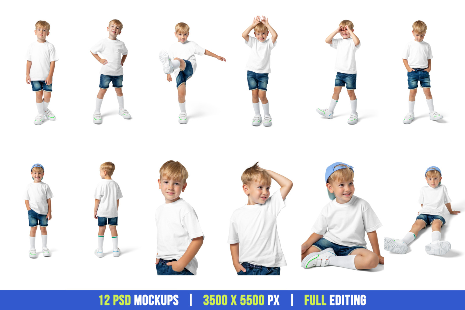 Realistic Kids Boy T-Shirt PSD Mockups Realistic Kids Boy T-Shirt PSD Mockups
