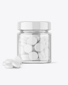 Clear Glass Jar with Tablets Mockup