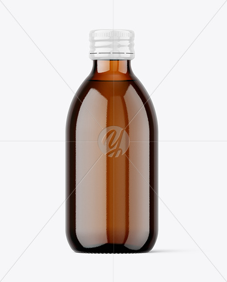 250ml Amber Glass Bottle Mockup