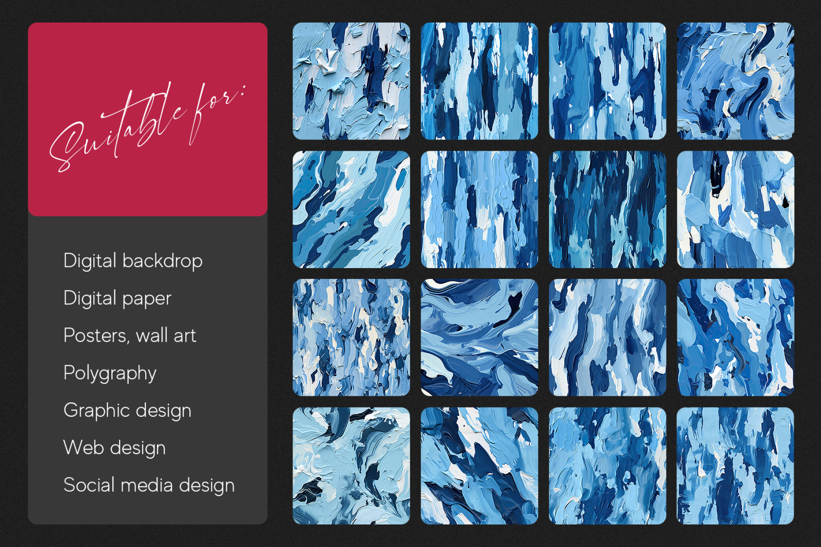 Oil Painting Blue Strokes Texture Pack