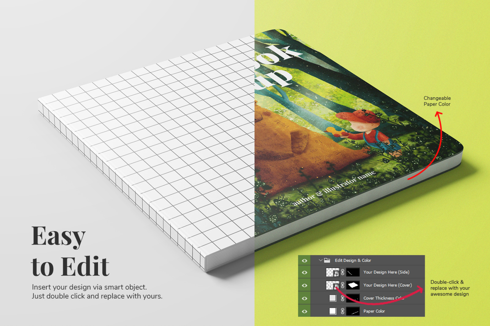 Square Children Book Mockup Pack - 10 Editable PSD