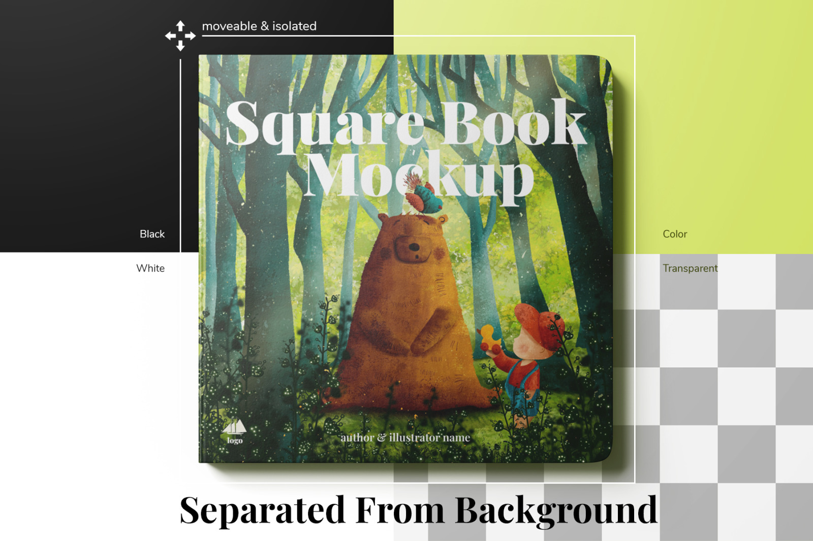 Square Children Book Mockup Pack - 10 Editable PSD