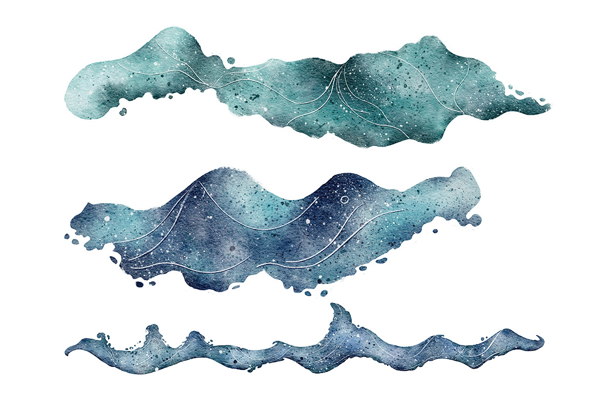 Sea Waves watercolor illustrations