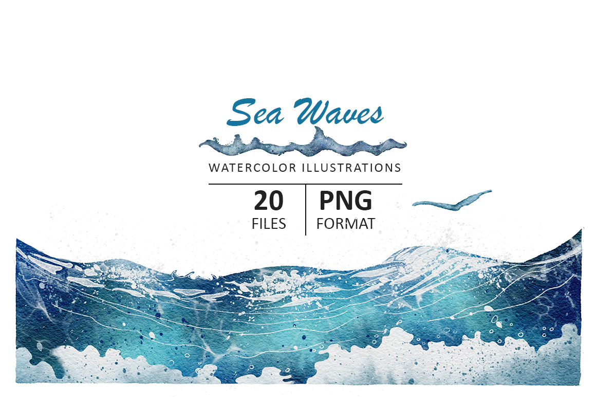 Sea Waves watercolor illustrations