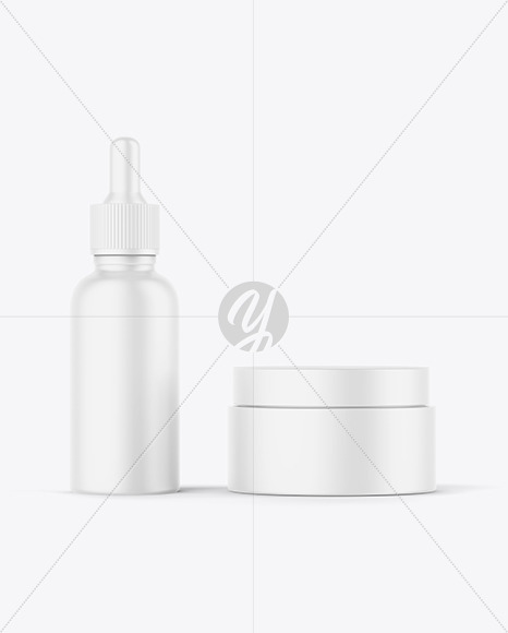 Matte Dropper Bottle and Cosmetic Jar Mockup