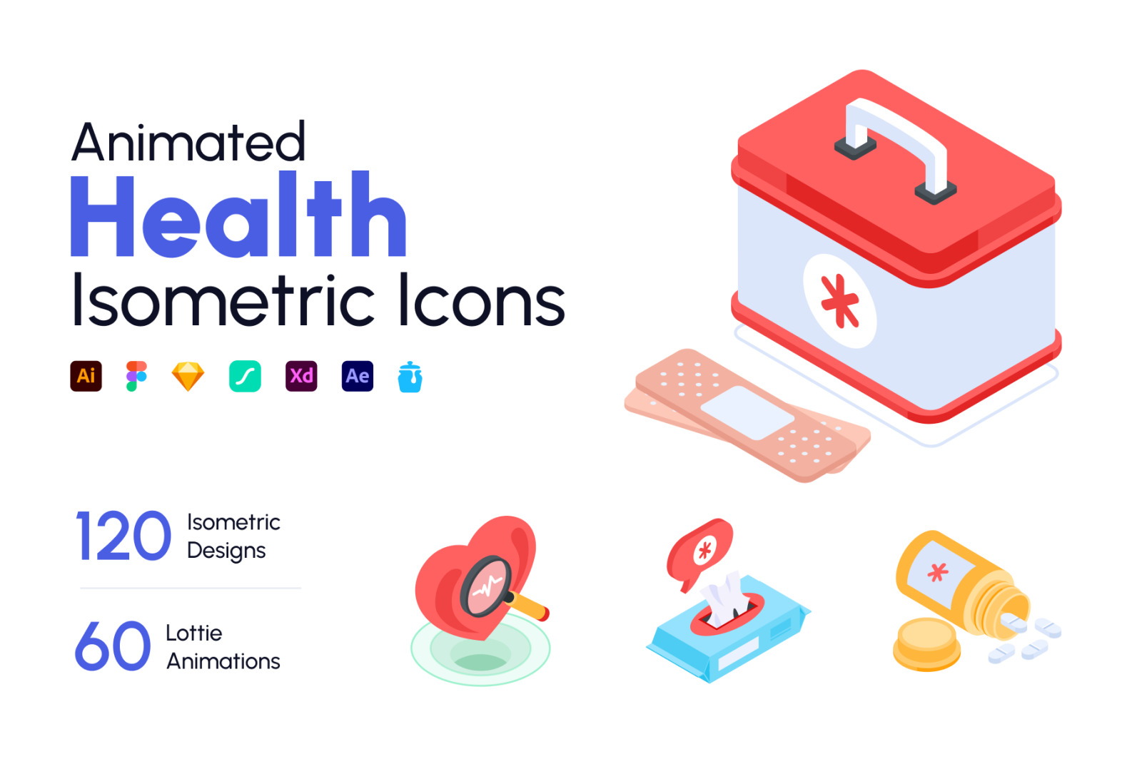 Animated Isometric Health Icons