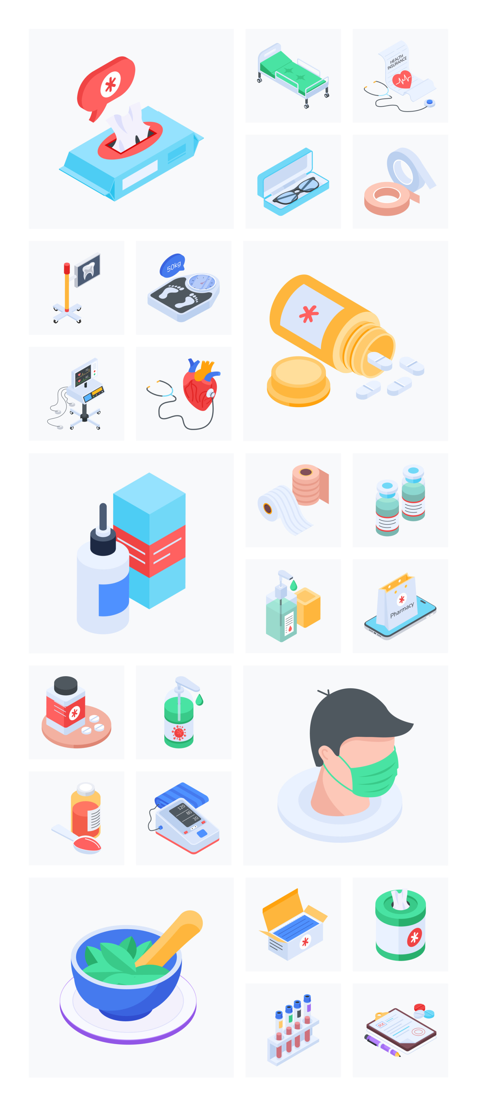 Animated Isometric Health Icons