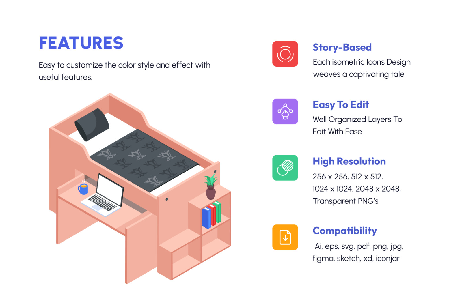 Bedroom Isometric Icons Bedroom Isometric Icons