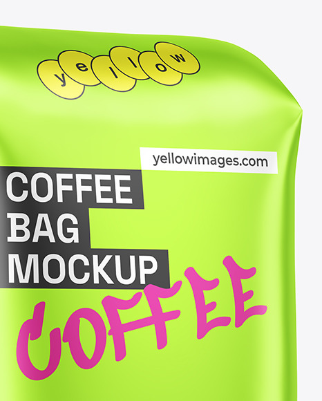 Matte Metallic Coffee Bag With Tin Tie Mockup