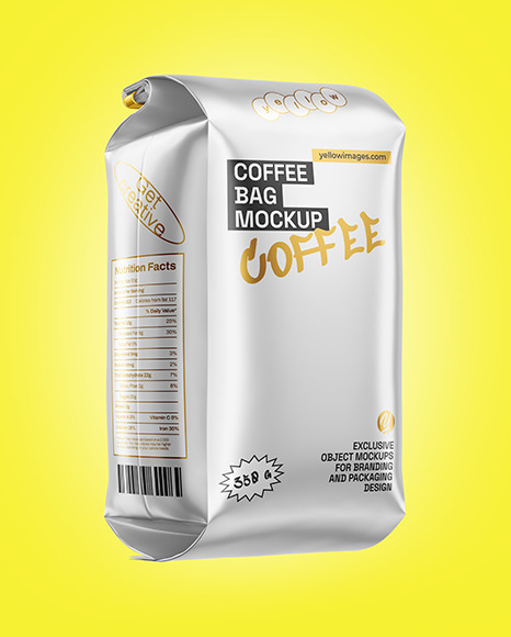 Matte Metallic Coffee Bag With Tin Tie Mockup