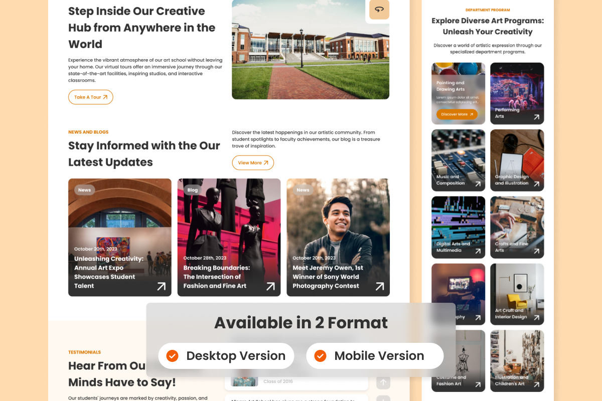 Allegro Art School - School and University Landing Page Allegro Art School - School and University Landing Page