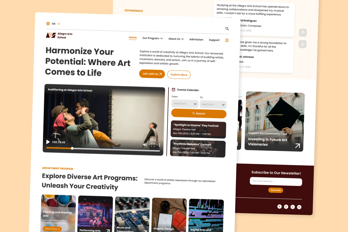 Allegro Art School - School and University Landing Page Allegro Art School - School and University Landing Page