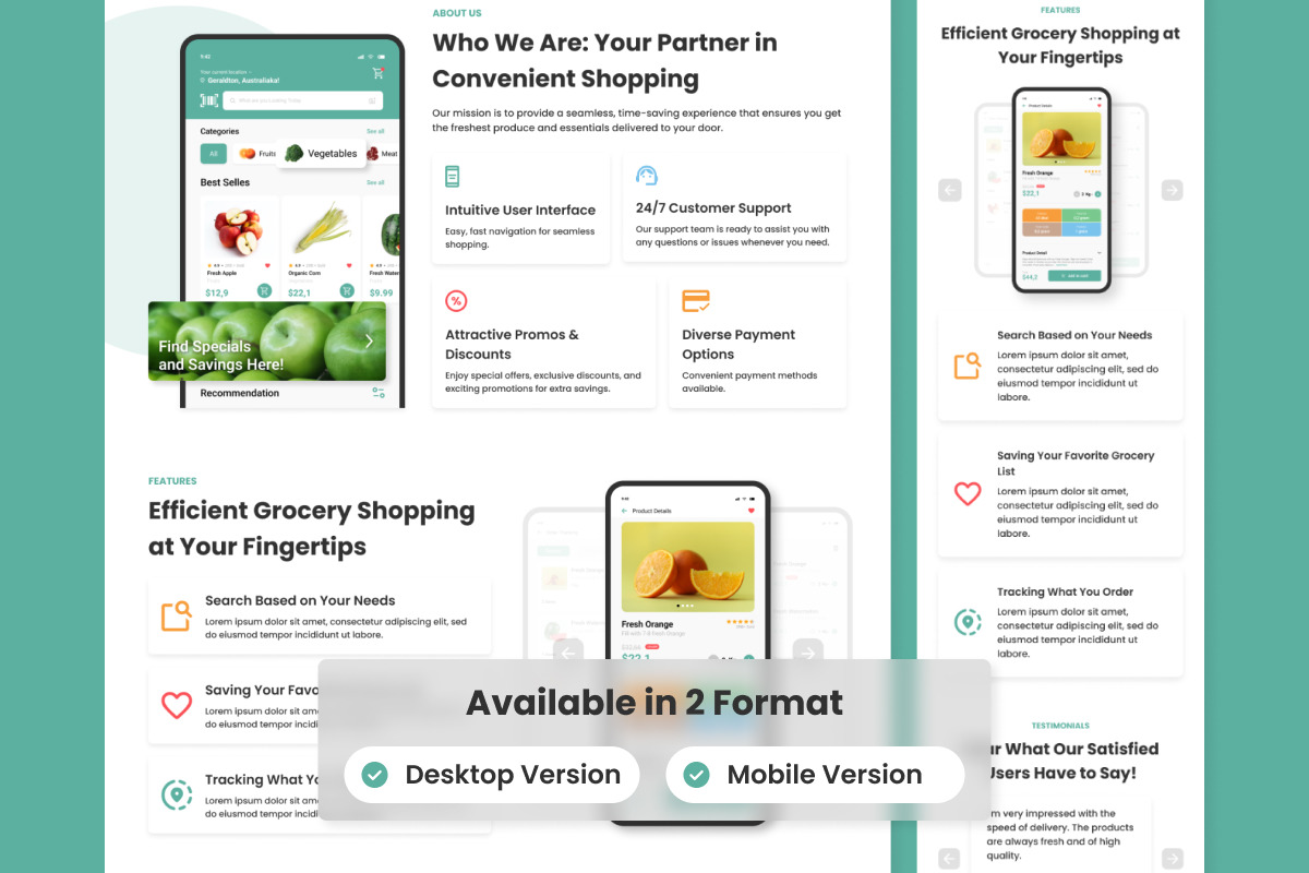 Grocify - Mobile App Website Landing Page Grocify - Mobile App Website Landing Page