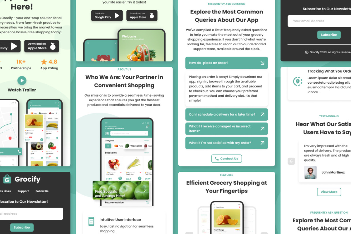 Grocify - Mobile App Website Landing Page