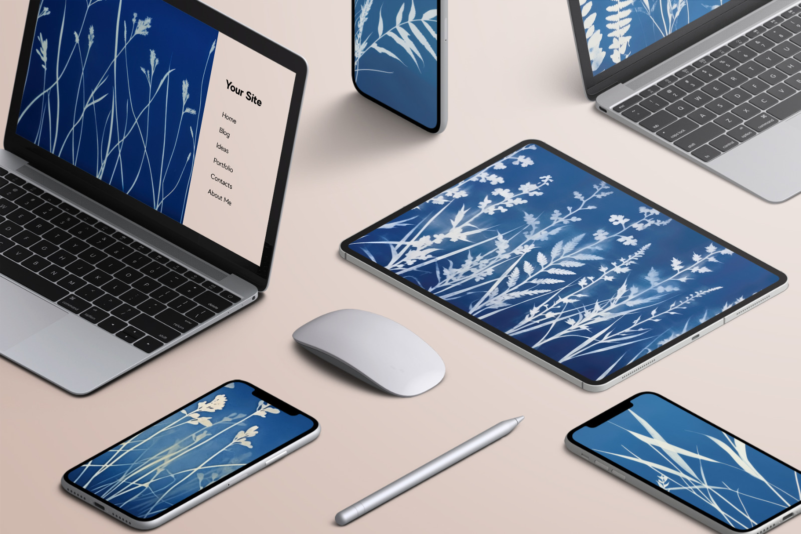 Botanical Cyanotype Prints Texture Pack