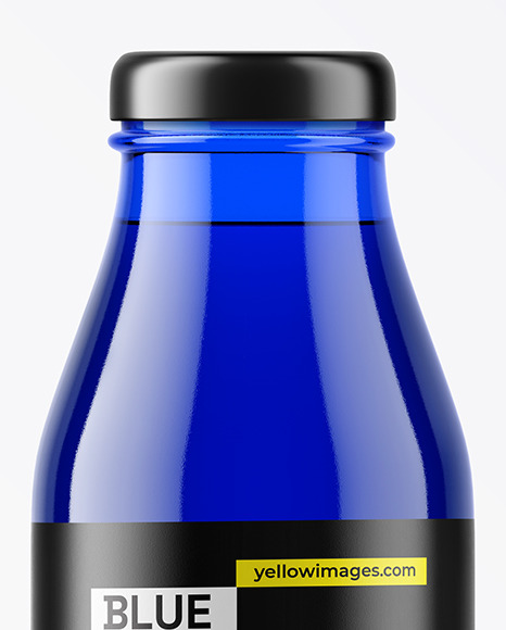 Blue Glass Bottle with Steel Cap Mockup