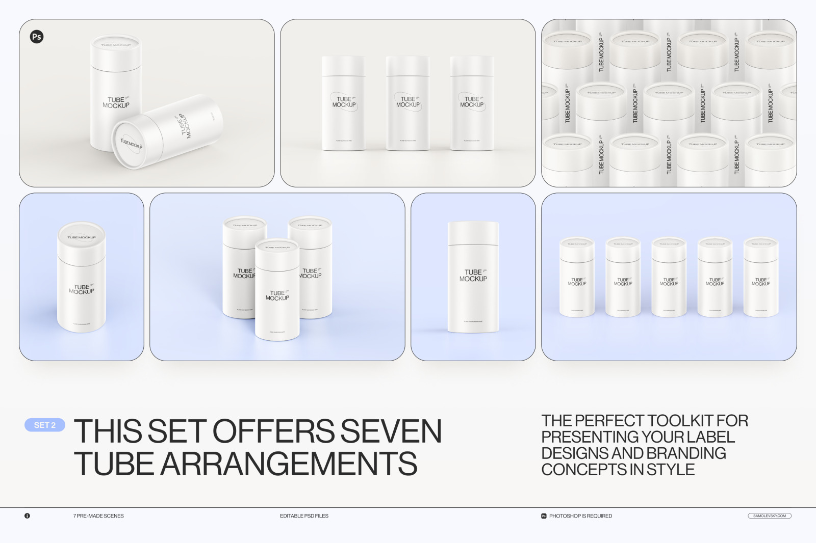Paper tube package mockup Set 2 Paper tube package mockup Set 2