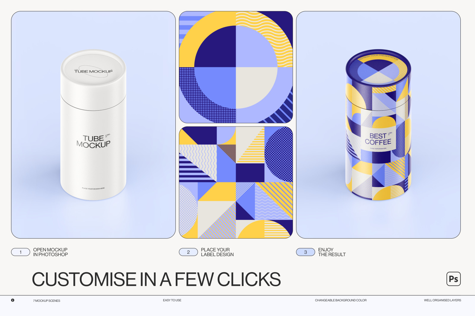 Paper tube package mockup Set 2 Paper tube package mockup Set 2