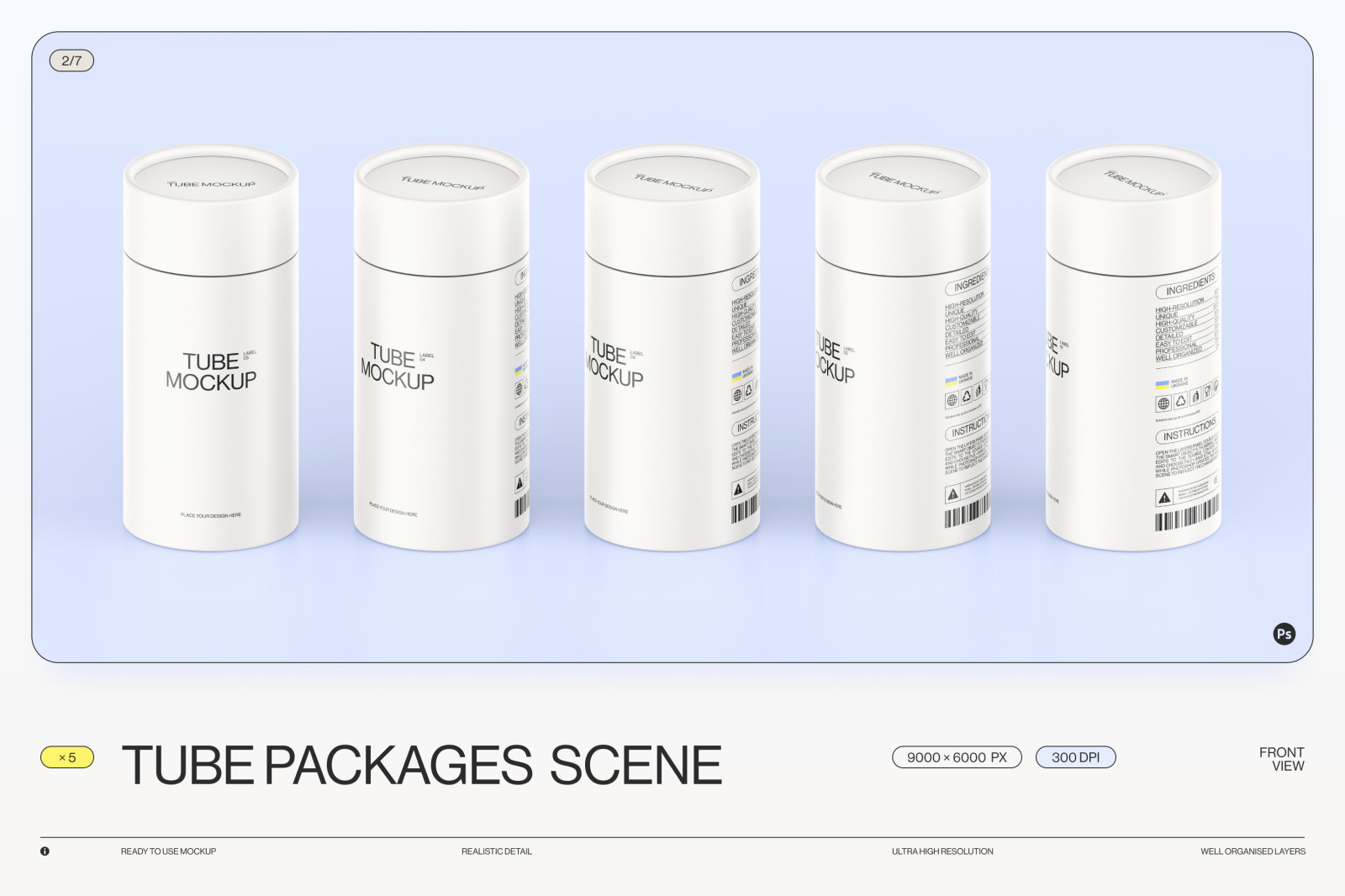 Paper tube package mockup Set 2