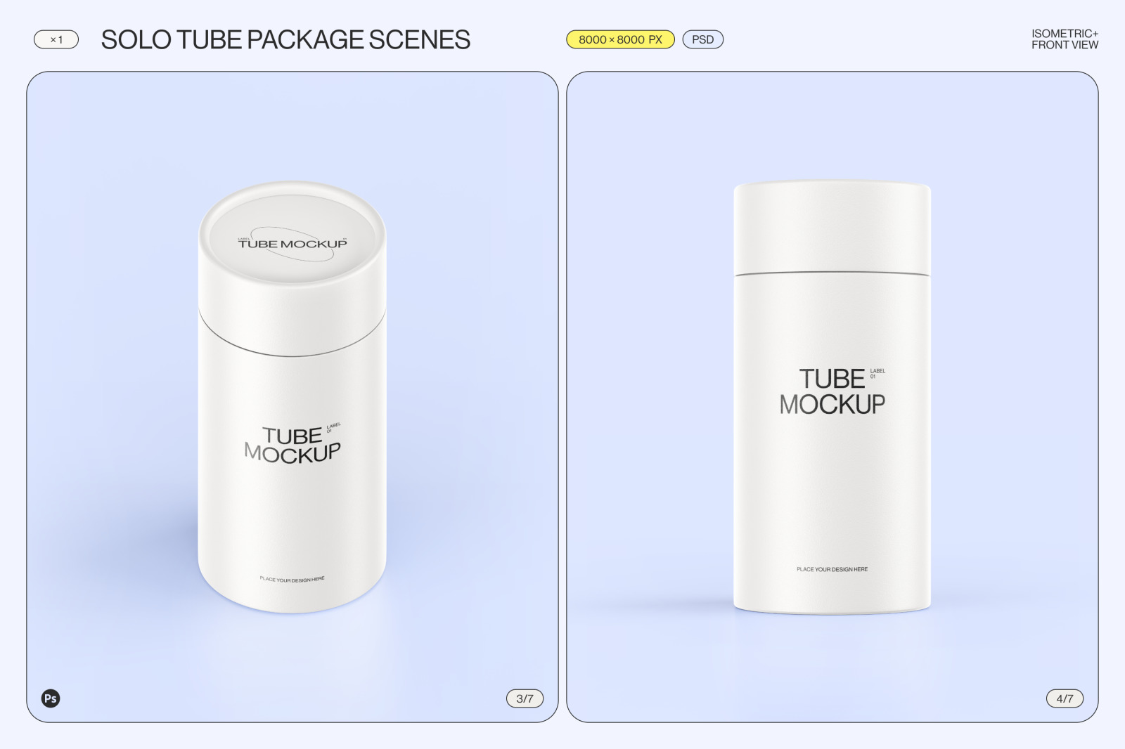 Paper tube package mockup Set 2