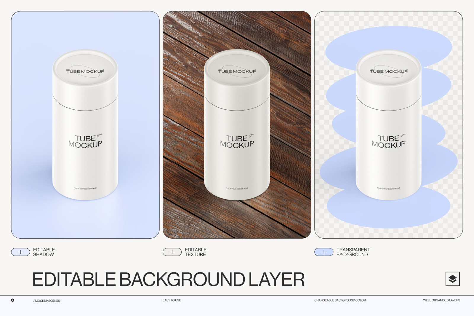 Paper tube package mockup Set 2