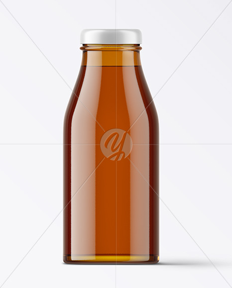 Amber Glass Bottle with Steel Cap Mockup