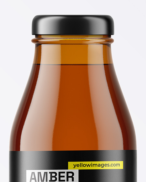 Amber Glass Bottle with Steel Cap Mockup