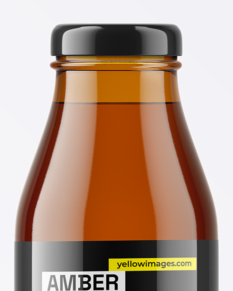 Amber Glass Bottle with Steel Cap Mockup